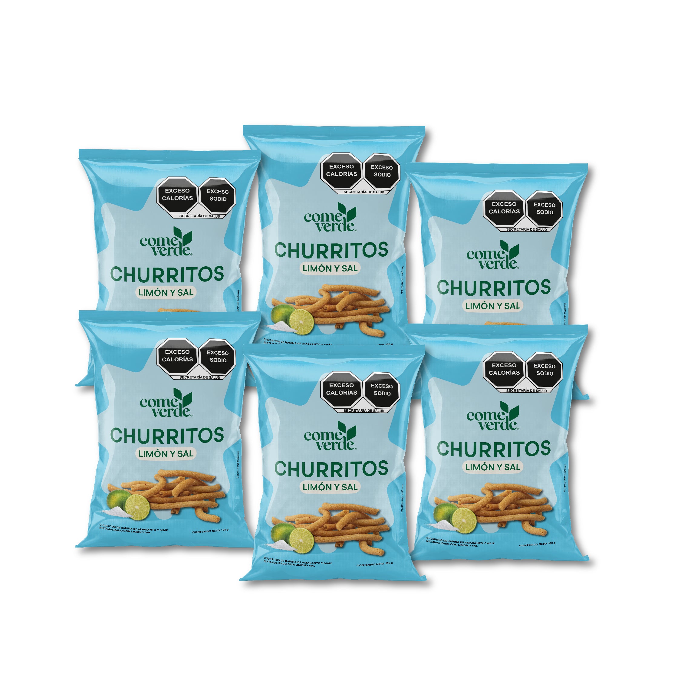 6 PACK CHURRITOS LIMÓN Y SAL 100g